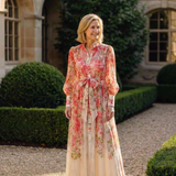 Cressida | Vestido Maxi Floral Transparente de Manga Longa