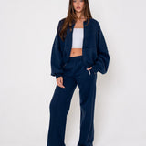 Calças de Jogging Navy com Pernas Largas
