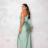 Mila™ | Elegante Vestido de Cetim com Fenda Lateral
