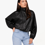 Casaco Oversized de PU Preto