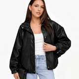 Casaco Oversized de PU Preto